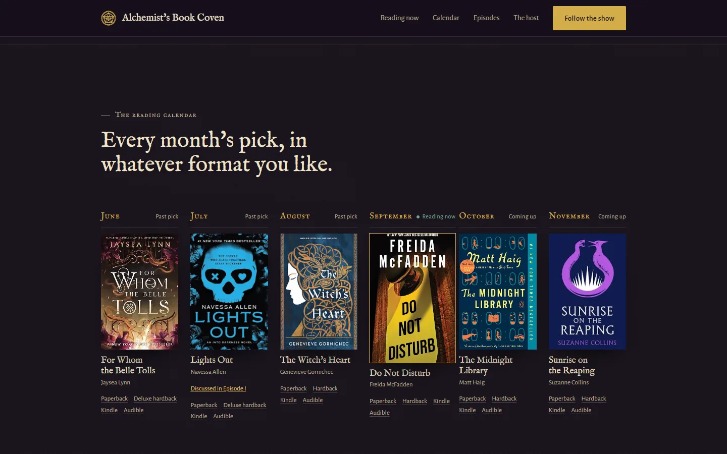 A reading calendar